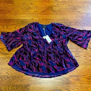Brand New (NWT) Johnny Was Silk Velvet Burnout V-NeckPopover Shirt (Size M)